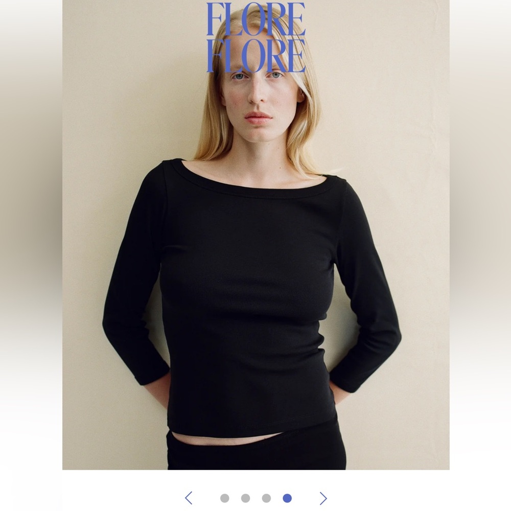 NWOT FLORE FLORE Steffi tee in black/medium